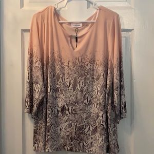 Calvin Klein blush and snakeskin print blouse